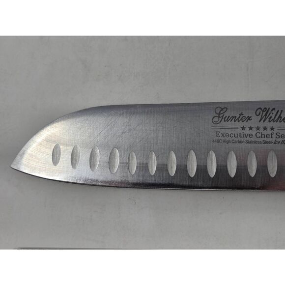 GUNTER WILHELM EXECUTIVE CHEF SERIES SANTOKU KNIFE 440C CARBON GERMAN STEEL 7" - Picture 3 of 5